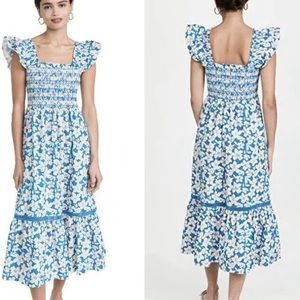 Shoshanna Women's Hilma Flutter Sleeve Smocked Midi Dress, Size 6, NWT